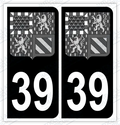 Auto - Autocollant immatriculation 39 – Blason Bourgogne-Franche-Comté