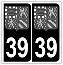 Auto - Autocollant immatriculation 39 – Blason Bourgogne-Franche-Comté