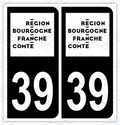 Auto - Autocollant immatriculation 39 – Bourgogne-Franche-Comté