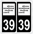 Auto - Autocollant immatriculation 39 – Bourgogne-Franche-Comté