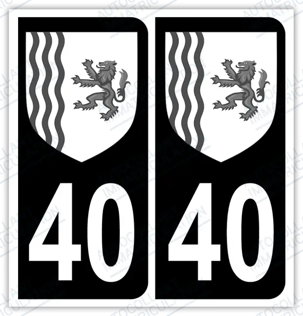Auto - Autocollant immatriculation 40 – Blason Nouvelle-Aquitaine