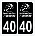 Auto - Autocollant immatriculation 40 – Nouvelle-Aquitaine
