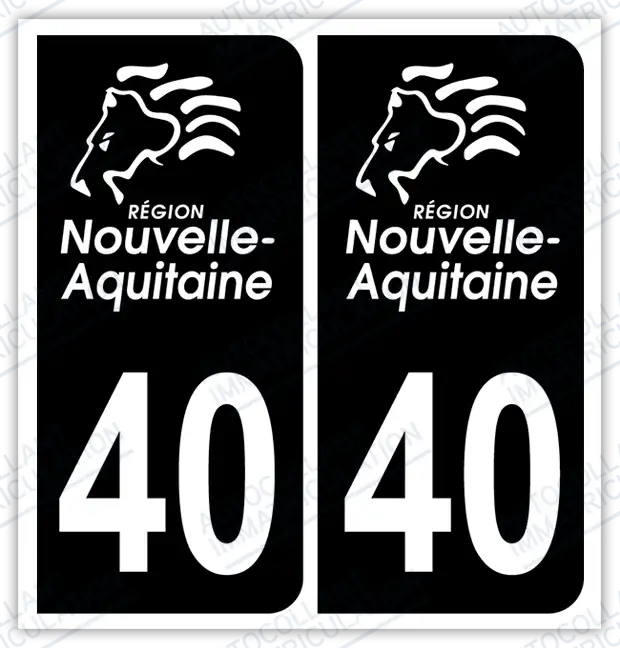Auto - Autocollant immatriculation 40 – Nouvelle-Aquitaine