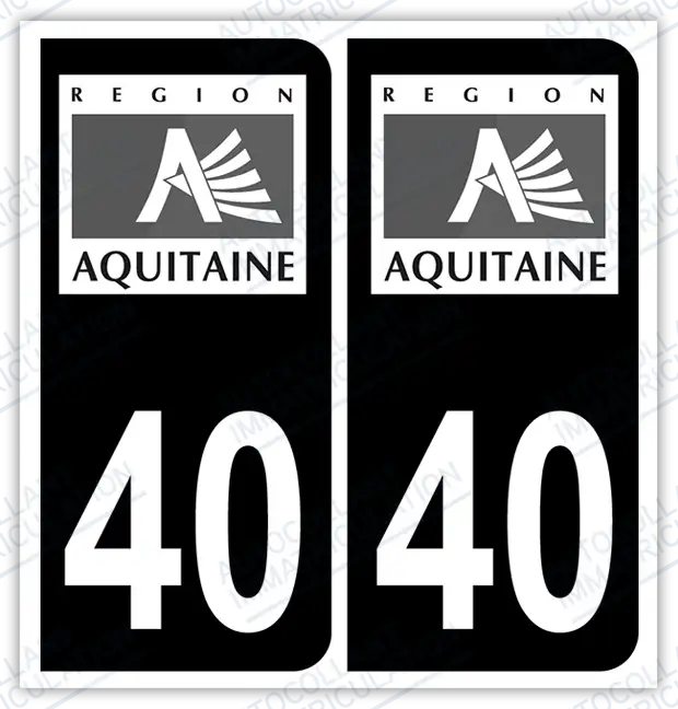 Auto - Autocollant immatriculation 40 – Aquitaine