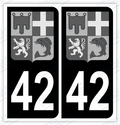 Auto - Autocollant immatriculation 42 – Blason Auvergne Rhône-Alpes