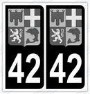 Auto - Autocollant immatriculation 42 – Blason Auvergne Rhône-Alpes