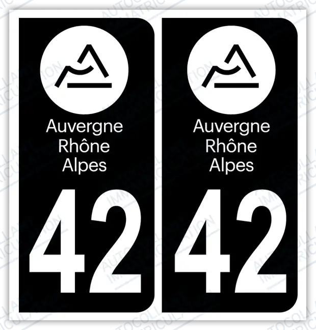 Auto - Autocollant immatriculation 42 – Auvergne-Rhône-Alpes