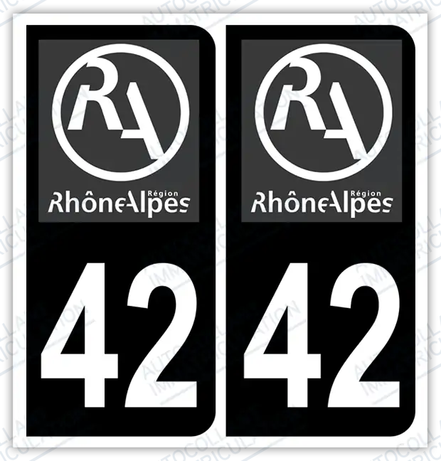 Auto - Autocollant immatriculation 42 – Rhône-Alpes