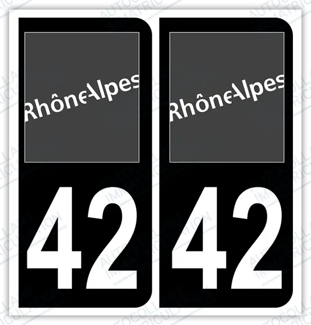 Auto - Autocollant immatriculation 42 – Auvergne-Rhône-Alpes
