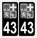 Auto - Autocollant immatriculation 43 – Blason Auvergne Rhône Alpes