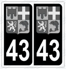 Auto - Autocollant immatriculation 43 – Blason Auvergne Rhône Alpes