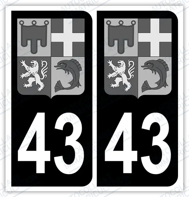 Auto - Autocollant immatriculation 43 – Blason Auvergne Rhône Alpes