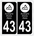 Auto - Autocollant immatriculation 43 – Auvergne-Rhône-Alpes