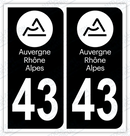 Auto - Autocollant immatriculation 43 – Auvergne-Rhône-Alpes