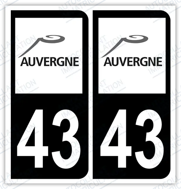 Auto - Autocollant immatriculation 43 – Auvergne