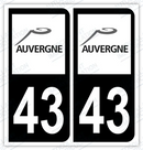 Auto - Autocollant immatriculation 43 – Auvergne