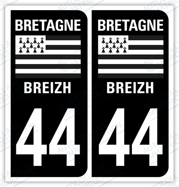 Auto - Autocollant immatriculation 44 – Blason Bretagne