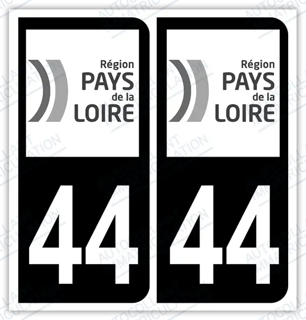 Auto - Autocollant immatriculation 44 – Pays de la Loire