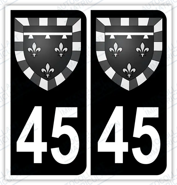 Auto - Autocollant immatriculation 45 – Blason Centre-Val de Loire