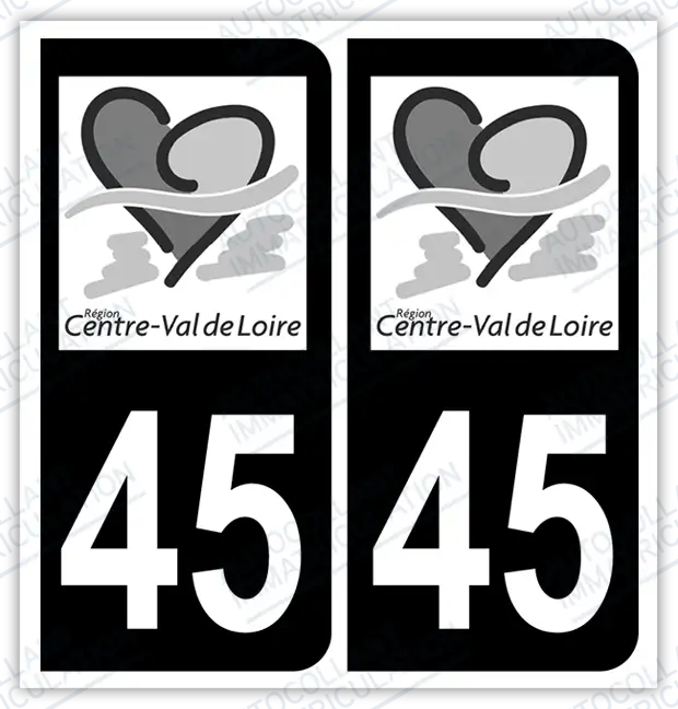 Auto - Sticker immatriculation 45 – Centre - Val de Loire