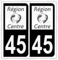 Auto - Autocollant immatriculation 45 – Centre-Val de Loire