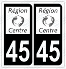Auto - Autocollant immatriculation 45 – Centre-Val de Loire