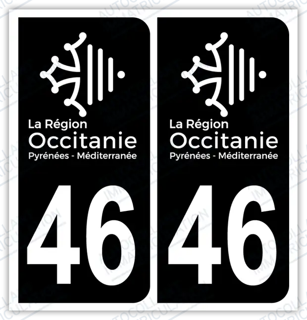 Auto - Autocollant immatriculation 46 – Occitanie