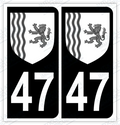 Auto - Autocollant immatriculation 47 – Blason Nouvelle-Aquitaine