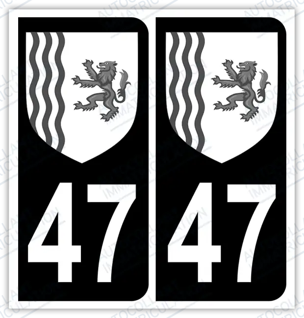 Auto - Autocollant immatriculation 47 – Blason Nouvelle-Aquitaine