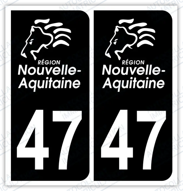 Auto - Autocollant immatriculation 47 – Nouvelle Aquitaine