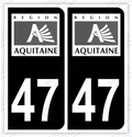 Auto - Autocollant immatriculation 47 – Nouvelle-Aquitaine