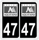 Auto - Autocollant immatriculation 47 – Nouvelle-Aquitaine