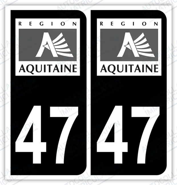 Auto - Autocollant immatriculation 47 – Nouvelle-Aquitaine