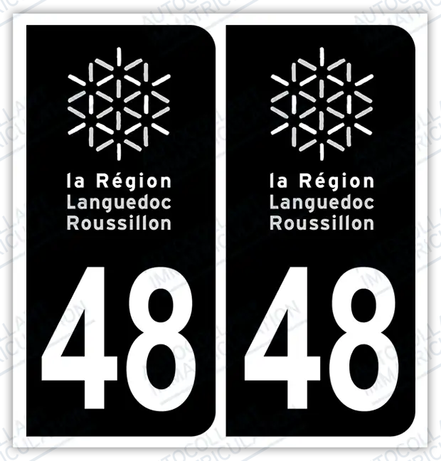 Auto - Autocollant immatriculation 48 – Occitanie