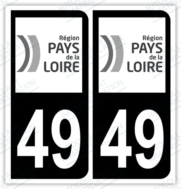 Auto - Autocollant immatriculation 49 – Pays de la Loire