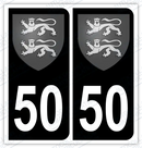 Auto - Autocollant immatriculation 50 – Blason Normandie