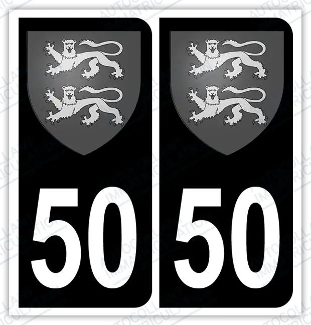 Auto - Autocollant immatriculation 50 – Blason Normandie