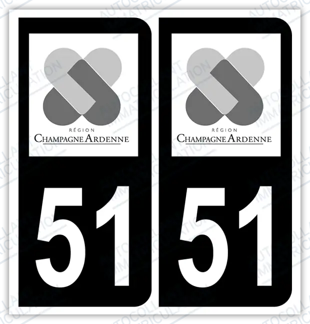 Auto - Autocollant immatriculation 51 – Grand Est