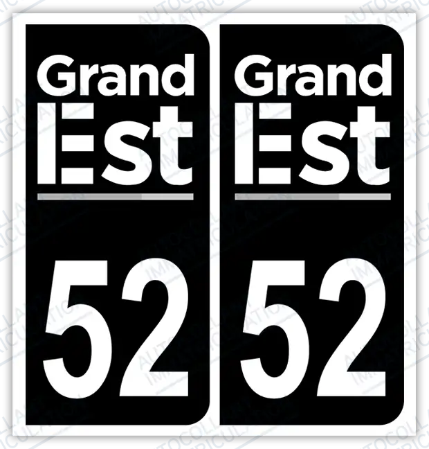 Auto - Autocollant immatriculation 52 – Grand Est