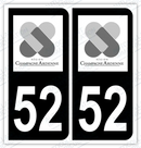 Auto - Autocollant immatriculation 52 – Champagne-Ardenne