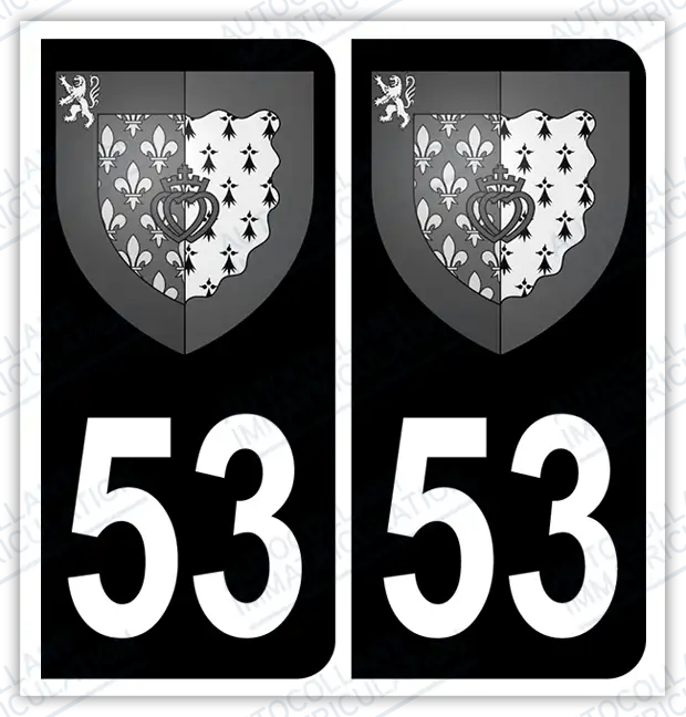 Auto - Autocollant immatriculation 53 – Blason Pays de la Loire