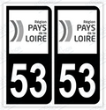Auto - Autocollant immatriculation 53 – Pays de la Loire