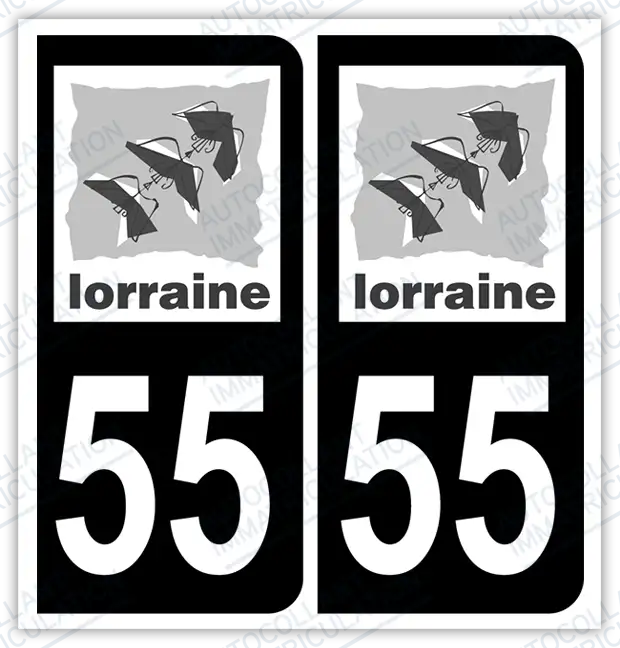 Auto - Autocollant immatriculation 55 – Grand Est