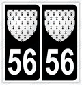 Auto - Autocollant immatriculation 56 – Blason Bretagne