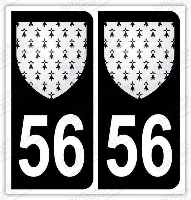 Auto - Autocollant immatriculation 56 – Blason Bretagne