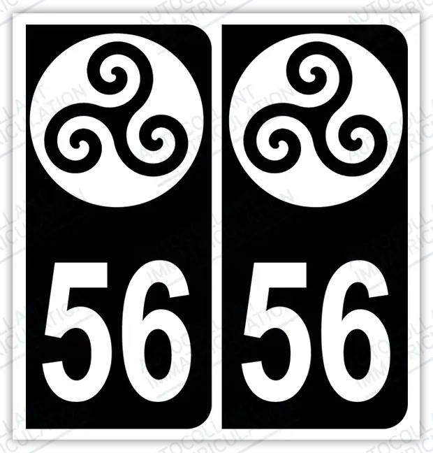 Auto - Autocollant immatriculation 56 – Bretagne