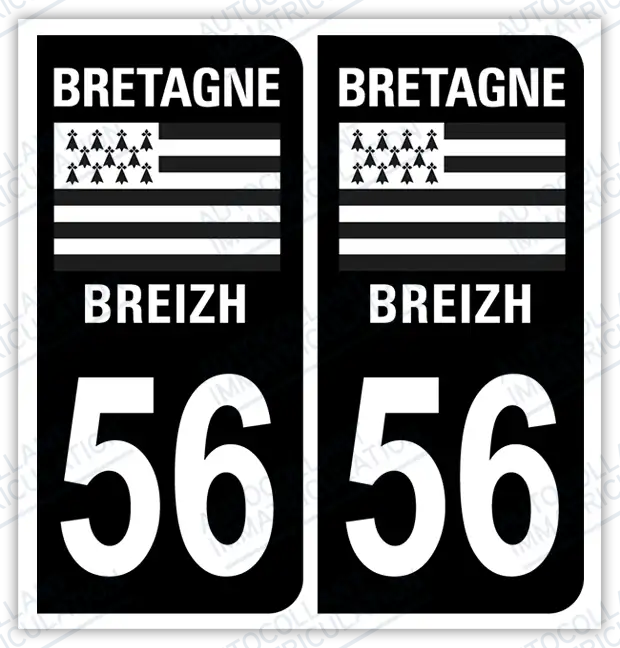 Auto - Autocollant immatriculation 56 – Bretagne