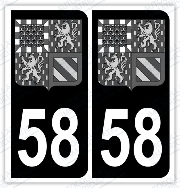 Auto - Autocollant immatriculation 58 – Blason Bourgogne-Franche-Comté