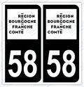 Auto - Autocollant immatriculation 58 – Blason Bourgogne Franche-Comté