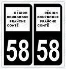 Auto - Autocollant immatriculation 58 – Blason Bourgogne Franche-Comté